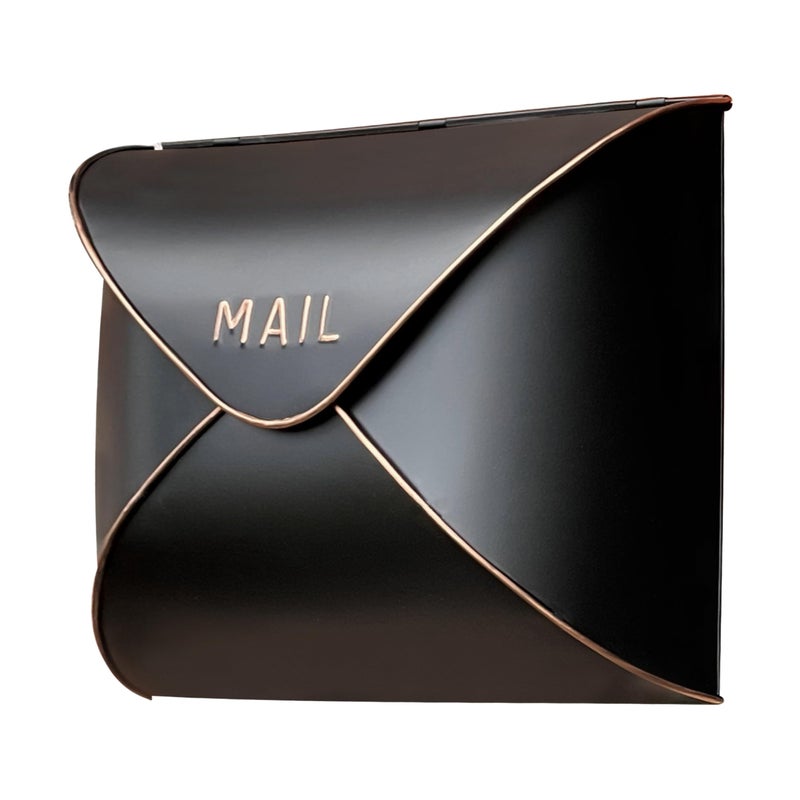 NACH Black Mailbox Wall Mount, 12.5 x 5 x 10 inch Wall Mount Mailboxes for Outside, Waterproof Mailboxes for Outside - Envelope Mailbox - Image 1